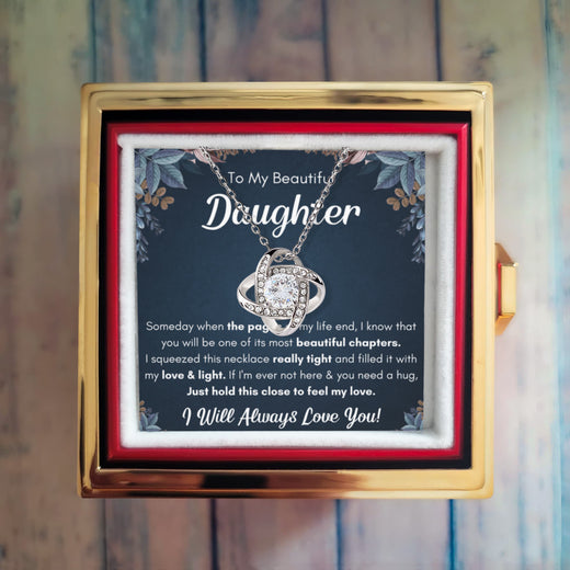 Chapters Squeezed Name - Daughter Birthday Necklace with Rose Box