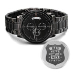 Men's Engraved Watch, We've Got Your Six, Charcoal Black, Gift Watch