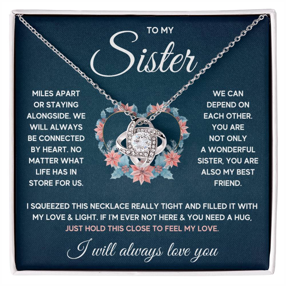 TO MY SISTER SQUEEZED LOVE KNOT NECKLACE GIFT SET
