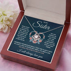 TO MY SISTER SQUEEZED LOVE KNOT NECKLACE GIFT SET