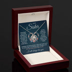 TO MY SISTER SQUEEZED LOVE KNOT NECKLACE GIFT SET