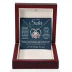 TO MY SISTER SQUEEZED LOVE KNOT NECKLACE GIFT SET