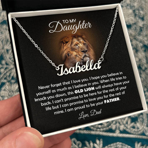 TO MY DAUGHTER OLD LION NAME NECKLACE GIFT SET