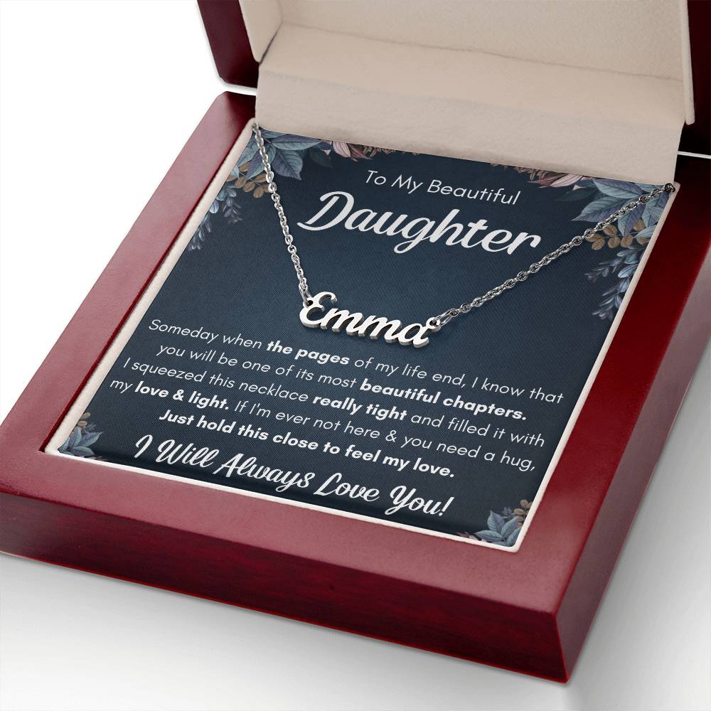 TO MY DAUGHTER CHAPTERS SQUEEZED NAME NECKLACE GIFT SET