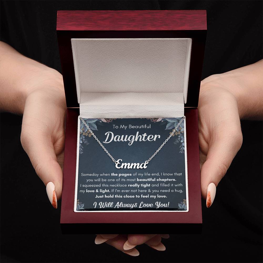 TO MY DAUGHTER CHAPTERS SQUEEZED NAME NECKLACE GIFT SET