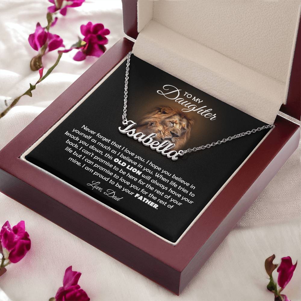 TO MY DAUGHTER OLD LION NAME NECKLACE GIFT SET