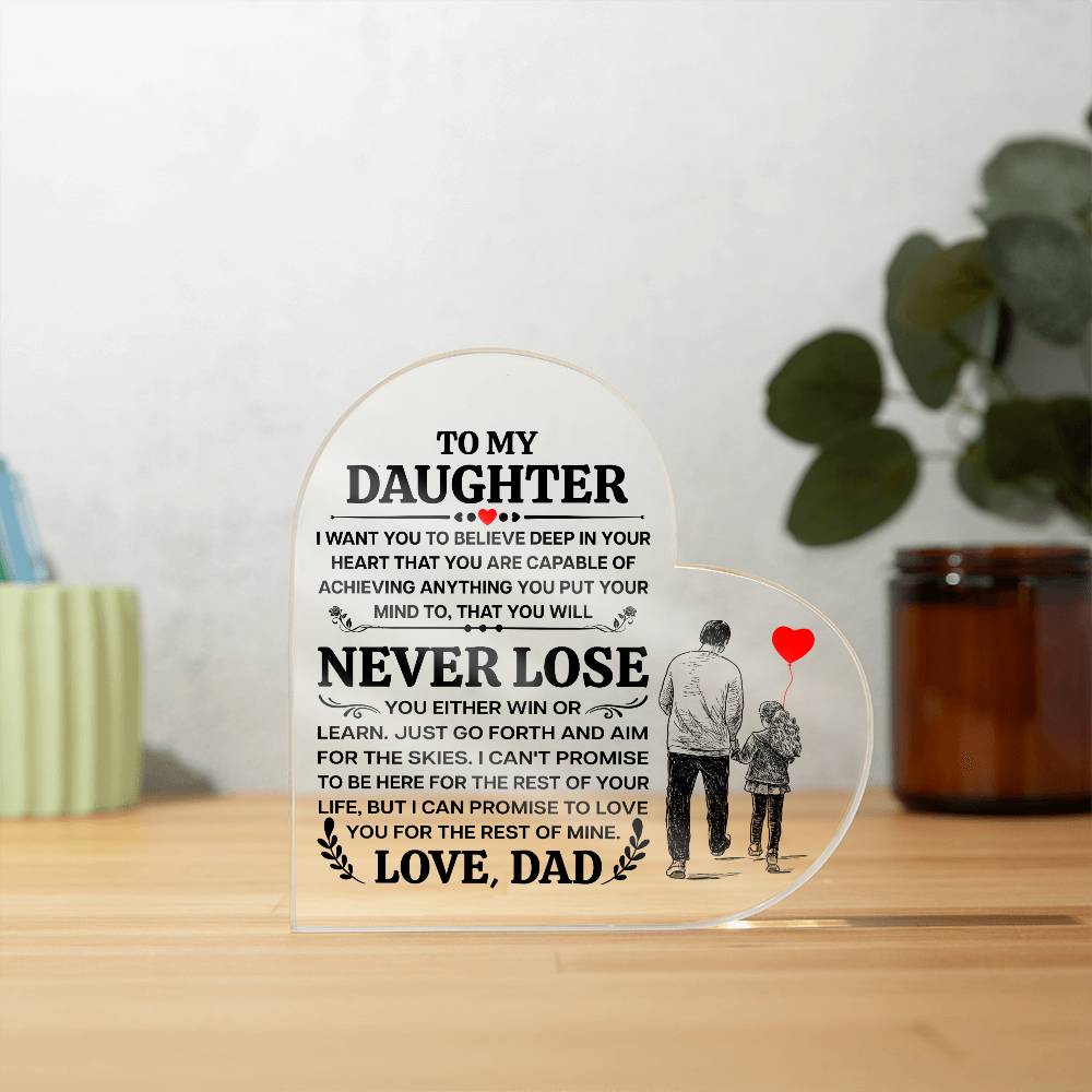 TO MY DAUGHTER PROMISE HEART ACRYLIC PLAQUE