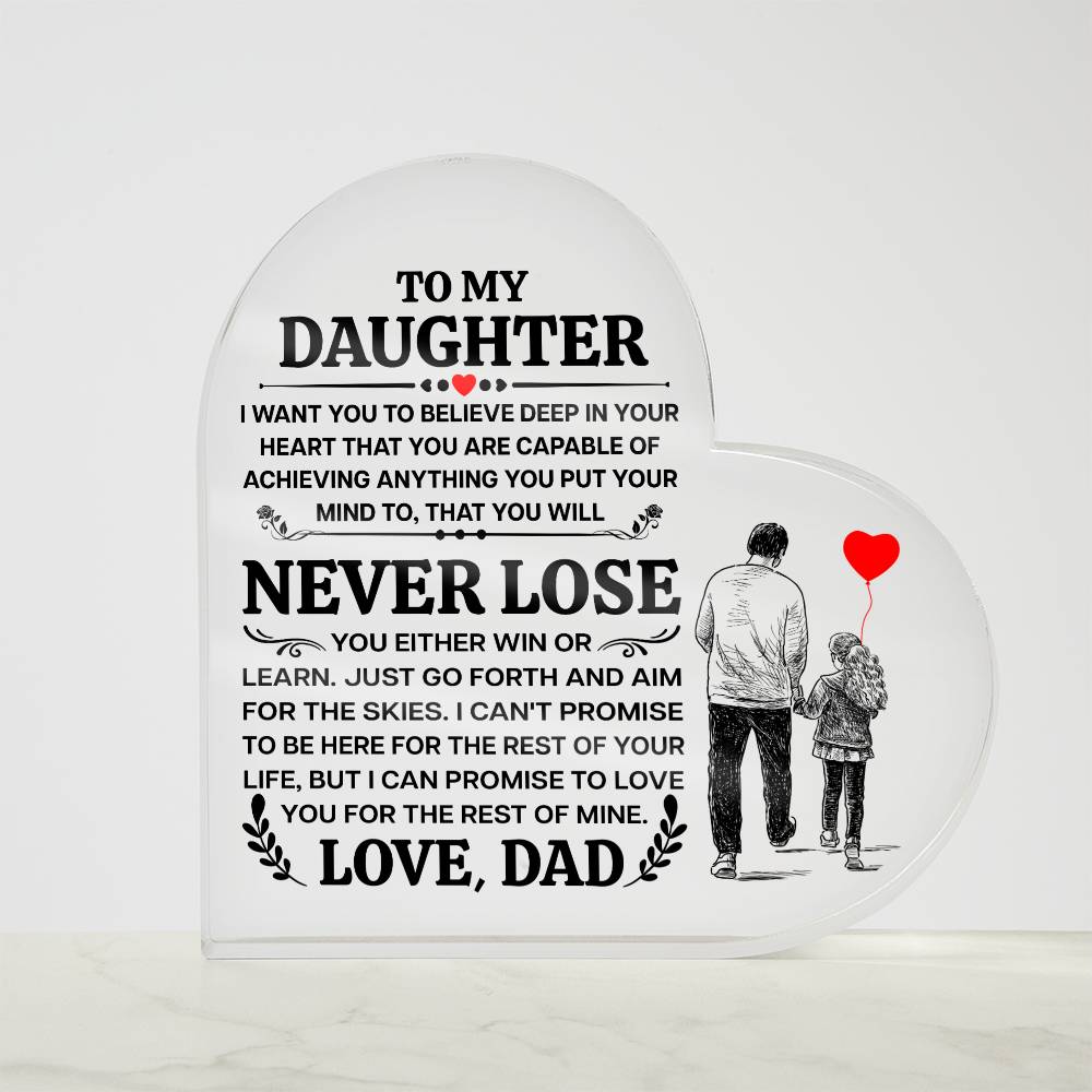 TO MY DAUGHTER PROMISE HEART ACRYLIC PLAQUE