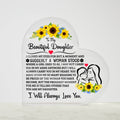 TO MY DAUGHTER PROUD ACRYLIC HEART PLAQUE