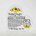 TO MY DAUGHTER PROUD ACRYLIC HEART PLAQUE
