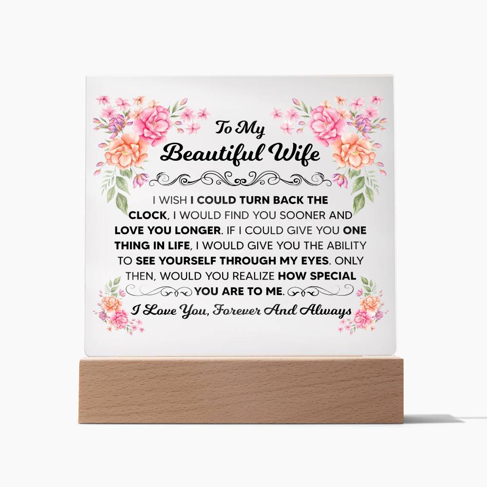 TO MY BEAUTIFUL WIFE SQUARE ACRYLIC PLAQUE 1