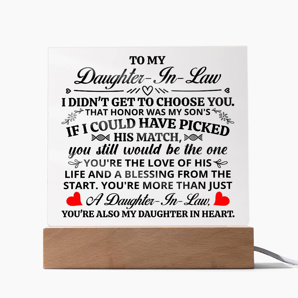 TO MY DAUGHTER IN LAW HONOR SQUARE ACRYLIC