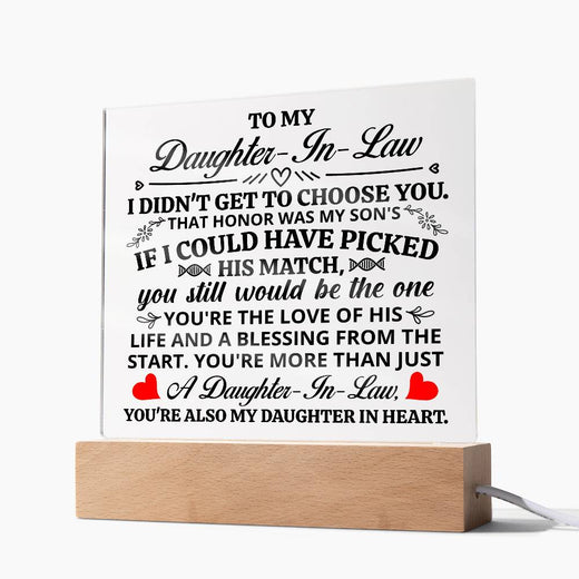 TO MY DAUGHTER IN LAW HONOR SQUARE ACRYLIC
