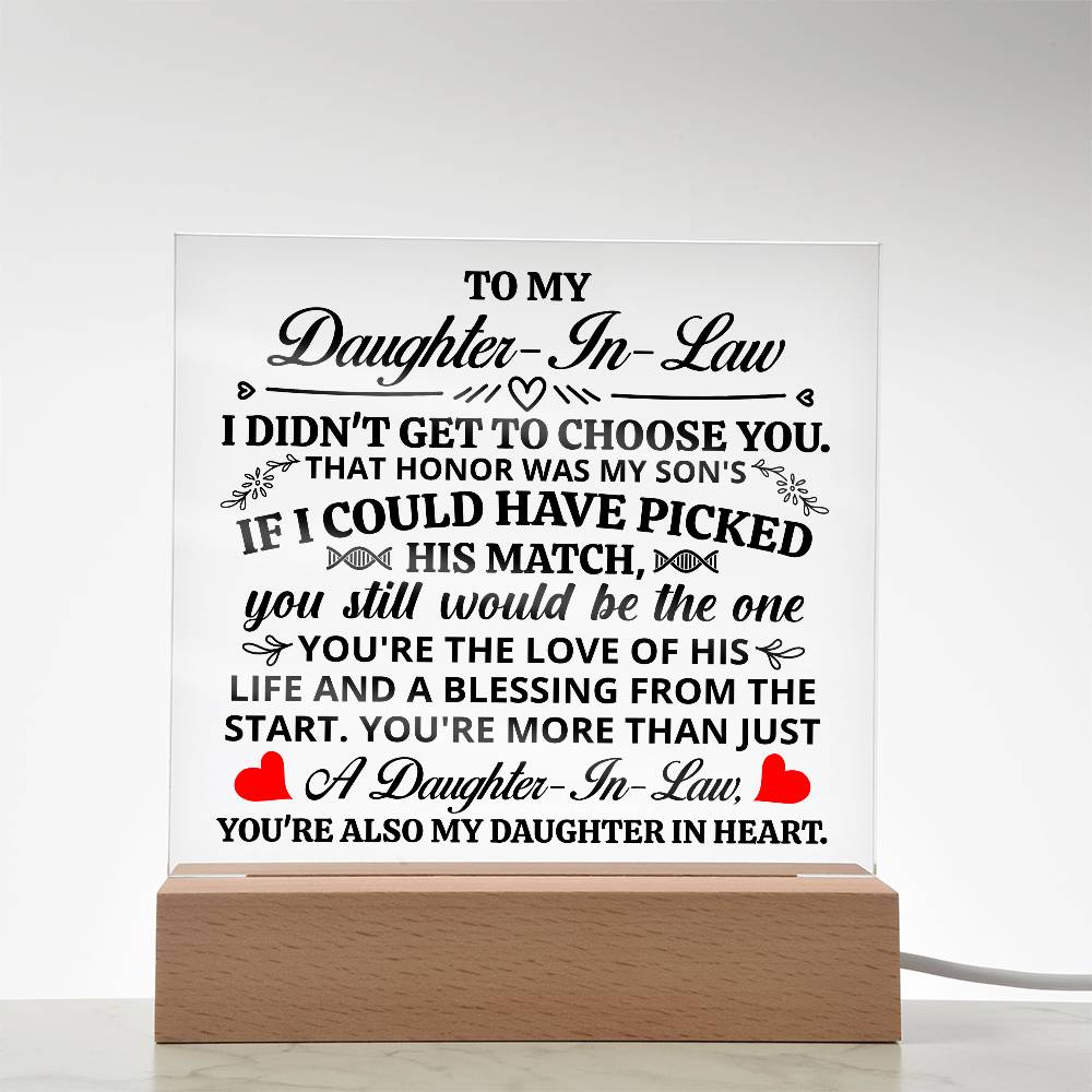 TO MY DAUGHTER IN LAW HONOR SQUARE ACRYLIC