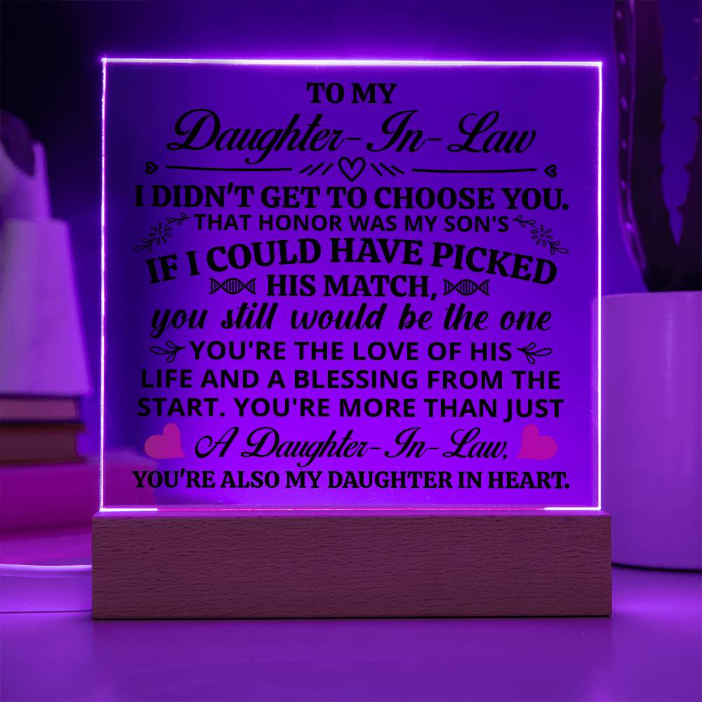 TO MY DAUGHTER IN LAW HONOR SQUARE ACRYLIC