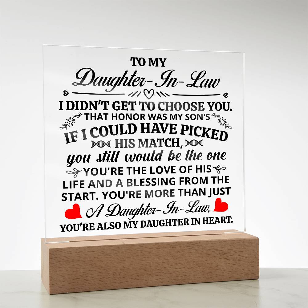 TO MY DAUGHTER IN LAW HONOR SQUARE ACRYLIC