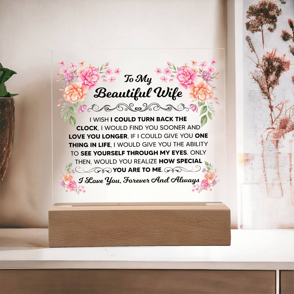 TO MY BEAUTIFUL WIFE SQUARE ACRYLIC PLAQUE 1