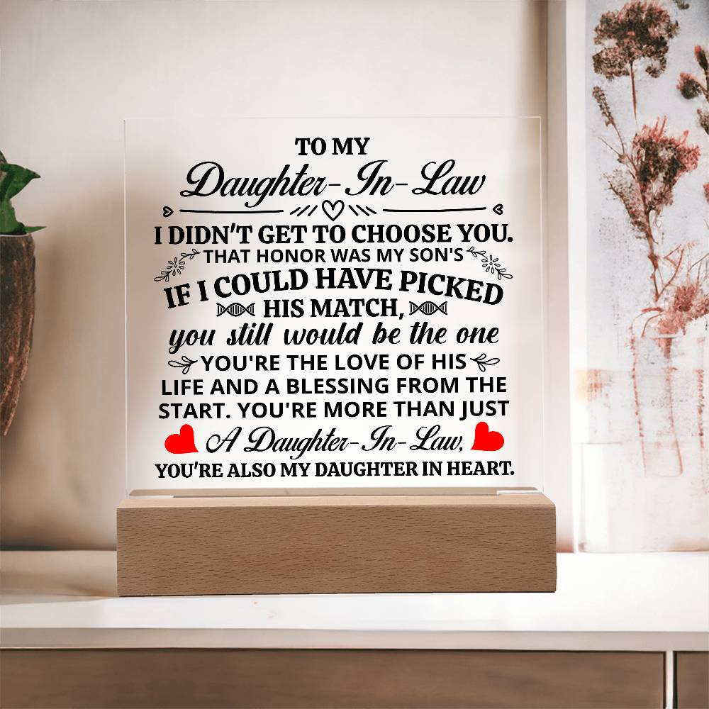 TO MY DAUGHTER IN LAW HONOR SQUARE ACRYLIC