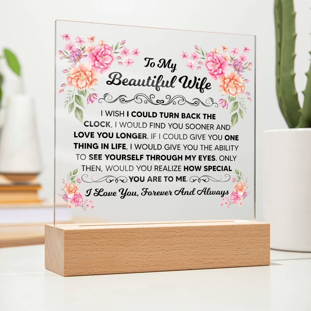 TO MY BEAUTIFUL WIFE SQUARE ACRYLIC PLAQUE