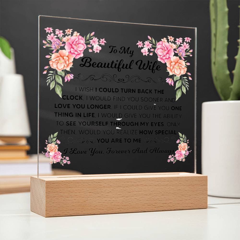 TO MY BEAUTIFUL WIFE SQUARE ACRYLIC PLAQUE