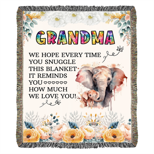 To My Grandma - Elephant Woven Blanket