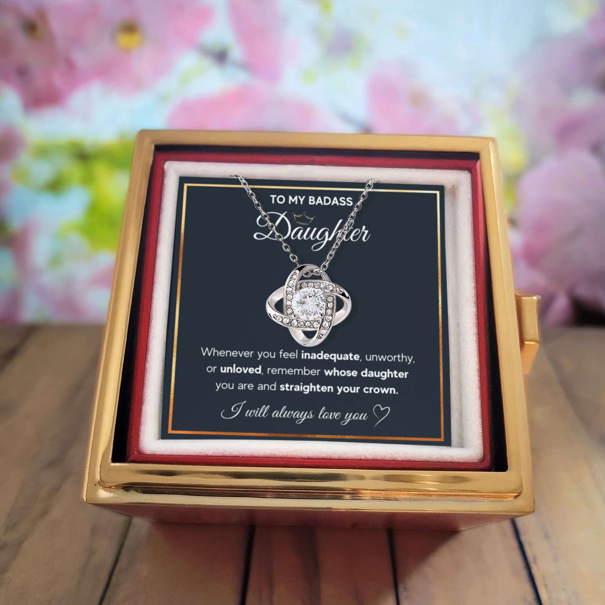 Badass Crown - Daughter Birthday Necklace with Rose Box