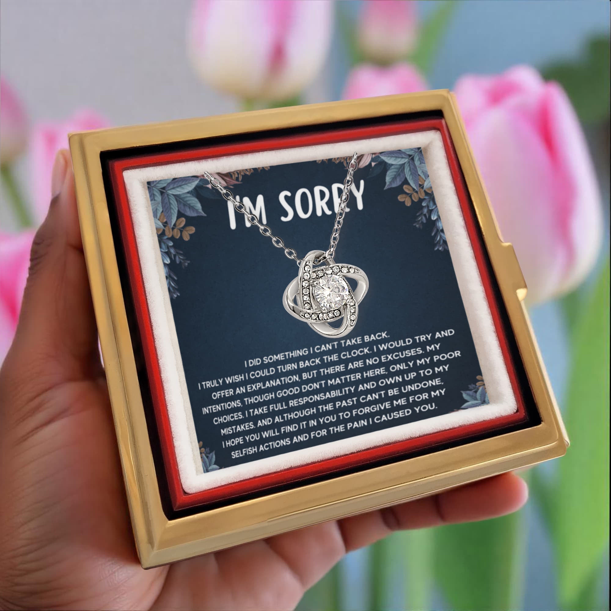 I'm Sorry Gifts For Her - Love Knot with Rotating Rose Gift Box