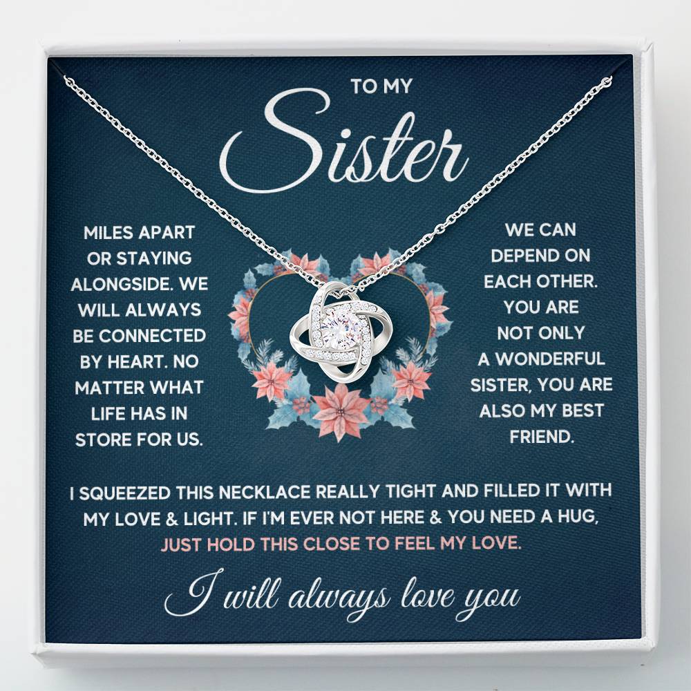 TO MY SISTER SQUEEZED LOVE KNOT NECKLACE GIFT SET