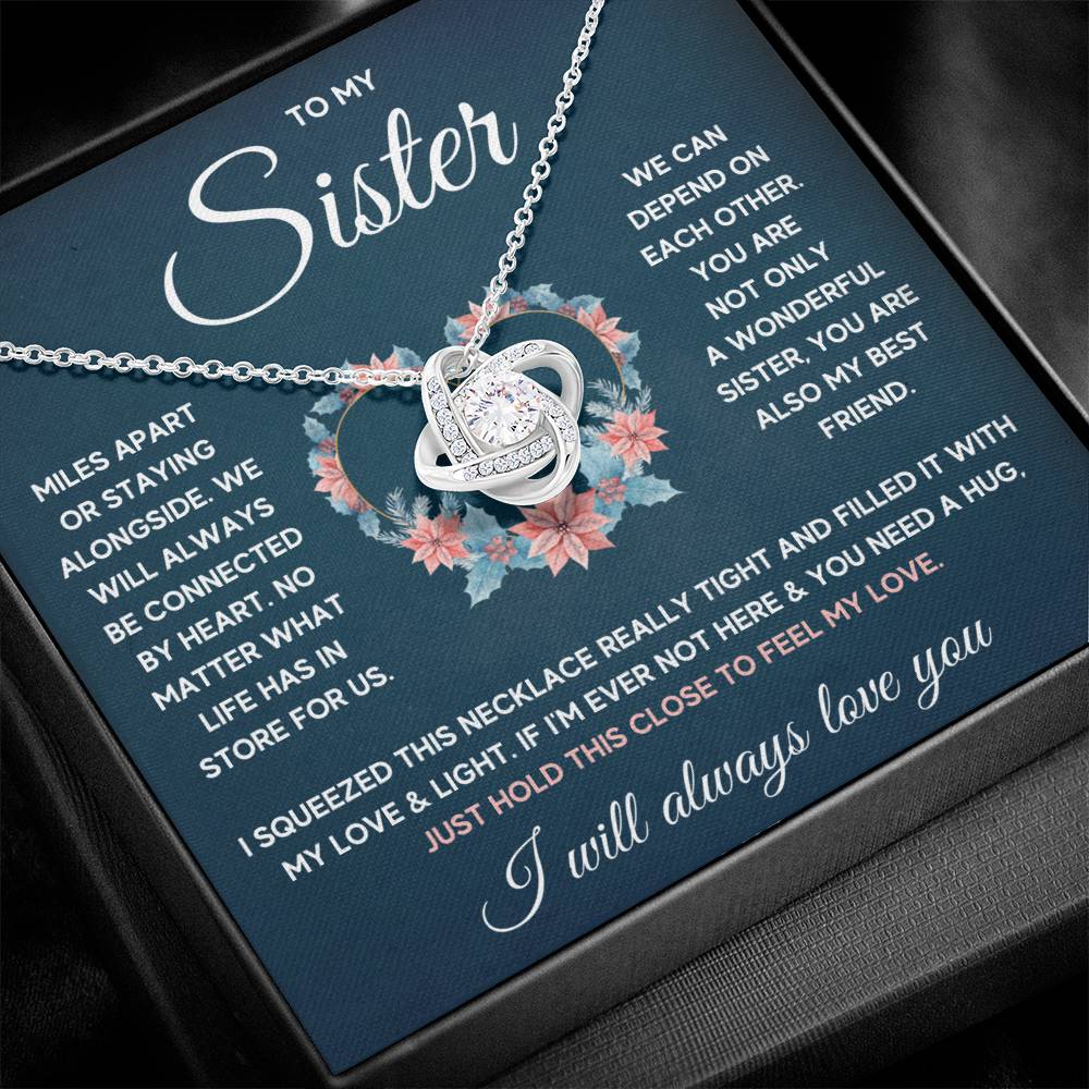 TO MY SISTER SQUEEZED LOVE KNOT NECKLACE GIFT SET