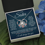 TO MY SISTER SQUEEZED LOVE KNOT NECKLACE GIFT SET