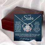 TO MY SISTER SQUEEZED LOVE KNOT NECKLACE GIFT SET