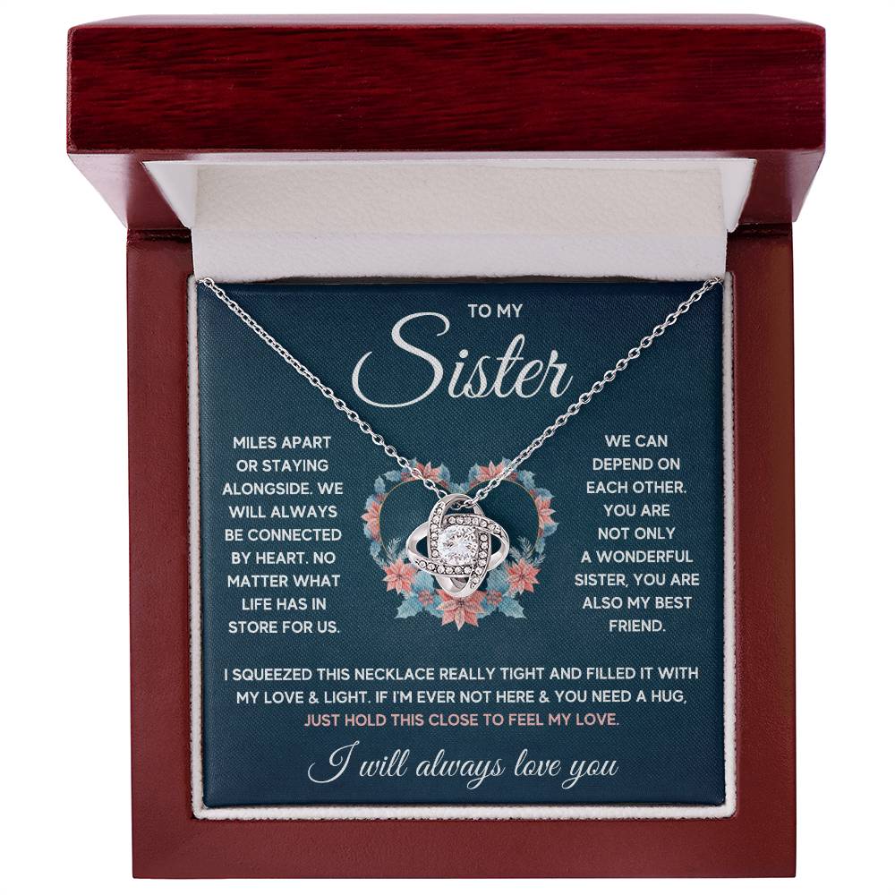TO MY SISTER SQUEEZED LOVE KNOT NECKLACE GIFT SET