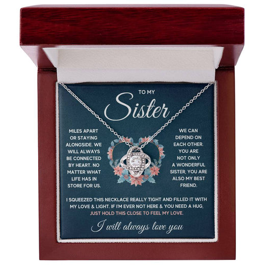 TO MY SISTER SQUEEZED LOVE KNOT NECKLACE GIFT SET